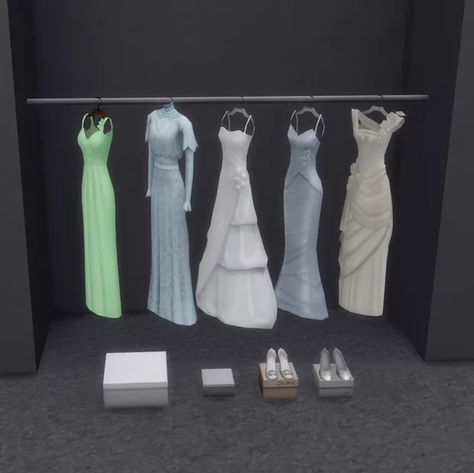 Sims 4 Wedding Dress, Los Sims 4 Mods, Bridal Closet, Bridal Hangers, Deco Dress, Sims 4 Dresses, Sims 4 Cc Furniture, Sims 4 Cas, Sims 4 Cc Finds