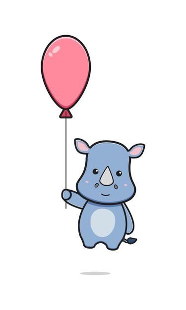 Cute Rhino, Balloon Cartoon, Kids Animals, Minimal Logo Design, Abstract Waves, Cartoon Icons, Geometric Background, Geometric Lines