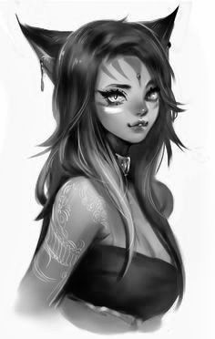 Half Cat Half Human Drawing, Half Human Half Wolf Drawing, Anime Half Human Half Animal, Half Human Half Cat Character Design, Half Werewolf Half Human, Half Human Half Animal Drawings, Wolf Human Hybrid Oc, Cat Hybrid Human Anime, Cat Oc Art Human