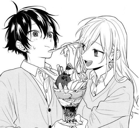 Horimiya Black And White, Manga Couples, Anime Ships, Cute Anime Pics, Pics Art, A Cartoon, Me Me Me Anime, Anime Fanart, Anime Images