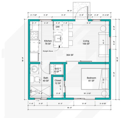 364 sq. ft. Detached Garage ADU in Oakland | Cottage Garage Conversion Ideas Granny Flat, Garage To Granny Flat Conversion, Two Car Garage Apartment Conversion, 2 Car Garage Conversion Apartment Floor Plans, 2 Car Garage Conversion Granny Flat, Garage To Home Conversion, 24x20 House Plans, Garage Conversion Plans Layout, Adu Garage Conversion Plans