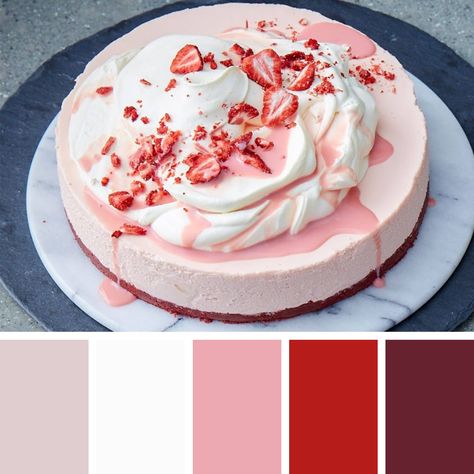 Cheesecake Color Palette, Red Velvet Strawberry, Food Inspired, Color Codes, Strawberry Cheesecake, Food Trucks, Color Pallets, Food Truck, Color Palettes