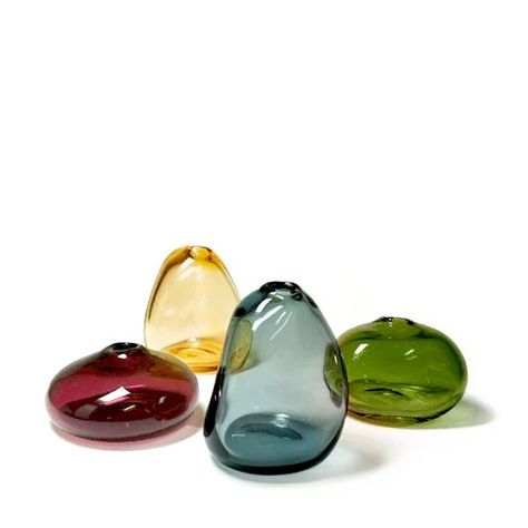 Sugahara glass river stone mini vases - Terrestra Mini Vases, Colored Glass Vases, Tall Vase, Organic Forms, River Stones, Chihuly, Mini Vase, Tall Vases, Glass Vases