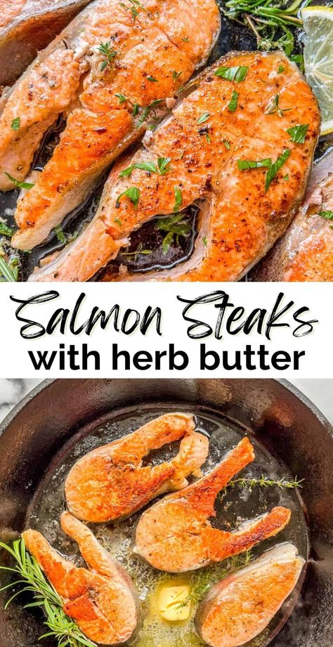 Baked Salmon Steak, Salmon Steak Recipes, Salmon Fillet Recipes, Salmon Steaks, Cook Salmon, Broiled Salmon, Salmon Steak, Easy Salmon Recipes, Herb Recipes