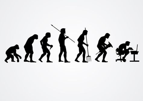 Evolution Of Human, Evolution Art, Human Evolution, Neck And Shoulder Pain, Silhouette Images, Man Sitting, Construction Tools, Corporate Training, First Humans