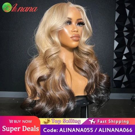 Just found this amazing item on AliExpress. Check it out! $62.66  59％ Off | HD 13x4 Lace Frontal Wig Body Wave Ombre Gray Blonde Brown Colored Pre-Plucked Glueless Lace Closure Human Hair Wigs For Women T Part Lace Wig, Cuban Twist Hair, Frontal Wig Body Wave, Blonde Body Wave, Full Lace Wig Glueless, Ombre Blond, Side Bangs Hairstyles, Frontal Wig Hairstyles, Blonde Highlight