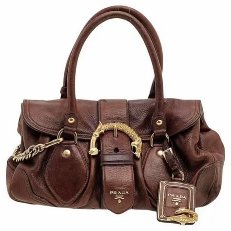 Brown Prada Bag, Must Haves Aesthetic, Autumn Must Haves, Vintage Prada Bag, Leather Dragon, Vintage Designer Bags, Expensive Bag, Women's Bags By Style, Prada Leather