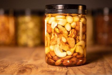 Mixed Nuts Recipes Snacks, Nuts In Honey, Honey And Nuts Jar Recipe, Dried Fruit And Nut Mix Recipes, Spiced Mixed Nuts Recipe, Spicy Mixed Nuts Recipe, Baked Bbq Chicken Recipes, Ground Beef Meatloaf, Nanaimo Bar Recipe