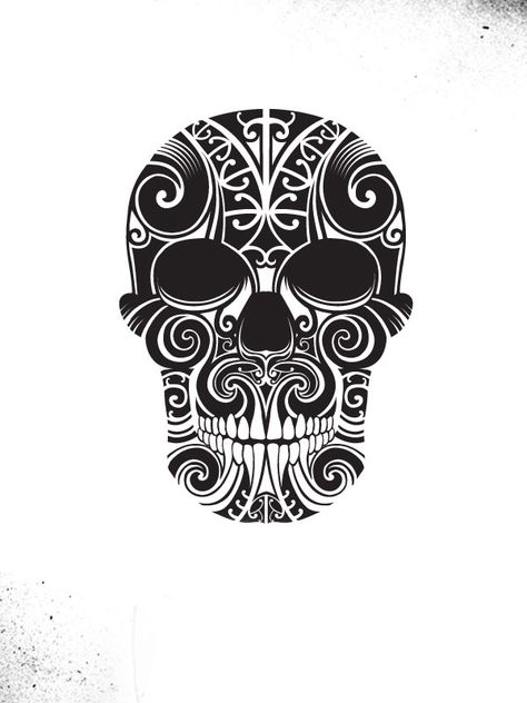 I want a Polynesian style skull tattoo Polynesian Skull Tattoo, Tattoo Sonne, Tattoo Sun, Maori Tattoos, Maori Tattoo Designs, Samoan Tattoo, Lijiang, Sugar Skull Tattoos, Hawaiian Tattoo