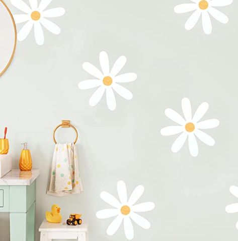 Daisy Theme Bedroom Ideas, Daisy Wall Mural, Daisy Wall Painting, Daisy Mural, Pink Wall Stickers, Playroom/living Room, Big Daisy, Daisy Wall, Flower Wall Decals