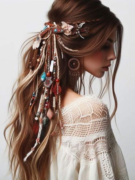 Lolla Outfits, Κούρεμα Bob, Boho Queen, Look Boho Chic, Estilo Hippy, Mode Hippie, Hippie Hair, French Braid Hairstyles, Boho Outfit