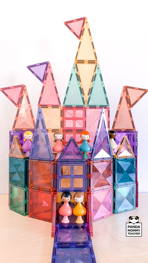 Build a pastel castle build using Connetix 120 Piece Pastel Creative Pack. Toddler Activties, Pastel Castle, Magnet Activities, Magnetic Building Tiles, Magna Tiles, Indoor Crafts, Magnetic Tiles, Invitation To Play, Crafts For Boys