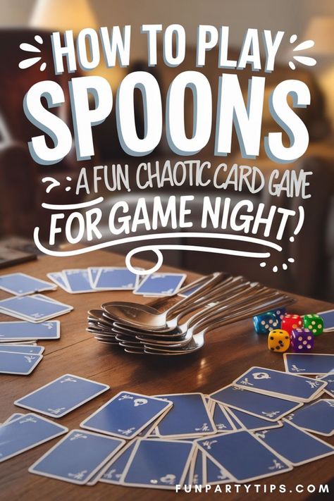 Looking for an easy card game that brings the chaos and fun? Spoons is the game night classic you didn’t know you needed. With quick rounds and fast hands, it’s perfect for family fun night or a casual game night with friends. Check out how to play this wildly fun card game—it’s easy for kids and, yep, even adults. Crazy Bridge Card Game, Adults Game Night Ideas, Game Night Game Ideas, Fun Board Games For Adults, Game Night For Adults, Game Night Theme Party For Adults, Homemade Board Game Ideas, Spoons Card Game, Fun Games To Play With Friends