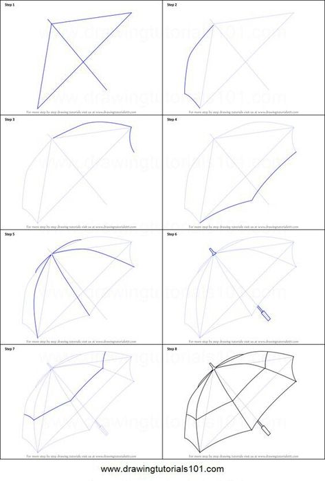 Under Umbrella Drawing, Umbrella Printable, Umbrella Drawing, Perspective Drawing Lessons, Drawing Sheet, Umbrella Art, Object Drawing, Pencil Art Drawings, Step Drawing