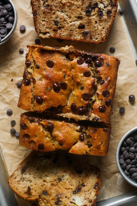 Almond Flour Banana Bread Almond Flour Banana Bread, Almond Flour Banana, Flours Banana Bread, Baking With Almond Flour, Gluten Free Banana Bread, Blanched Almonds, Cashew Butter, Pan Bread, Mini Chocolate Chips