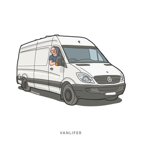 We are Vanlifer Conversions, Kits and Rentals We use the latest digital technology to produce flat pack camper van kits, create custom conversions and offer affordable van rentals.   #vanlife #campervan #camper Vanlife Drawing, Camper Van Drawing, Van Life Drawing, Van Logo Design, Campervan Illustration, Camper Van Illustration, Van Clipart, Mercedes Benz Sprinter Van, Van Cartoon