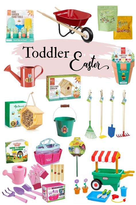 Easter Egg Filler Ideas, Egg Filler Ideas, Toddler Easter Basket Ideas, Garden Easter Basket, Toddler Easter Basket, Easter Activities For Toddlers, Toddler Easter Gifts, Easter Basket Themes, Toddler Boy Easter