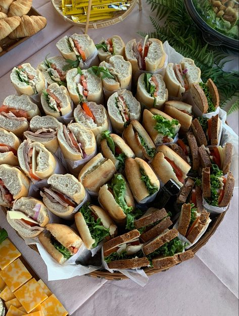 Subs For Birthday Party, Subway Party Platter, Soup Salad And Sandwich Bar, Sub Platter Ideas, Party Sandwiches Platter, Sandwiches For Wedding Reception, Sandwich Tray Ideas Diy Party Platters, Sandwich Platter Ideas Trays, Subway Platter