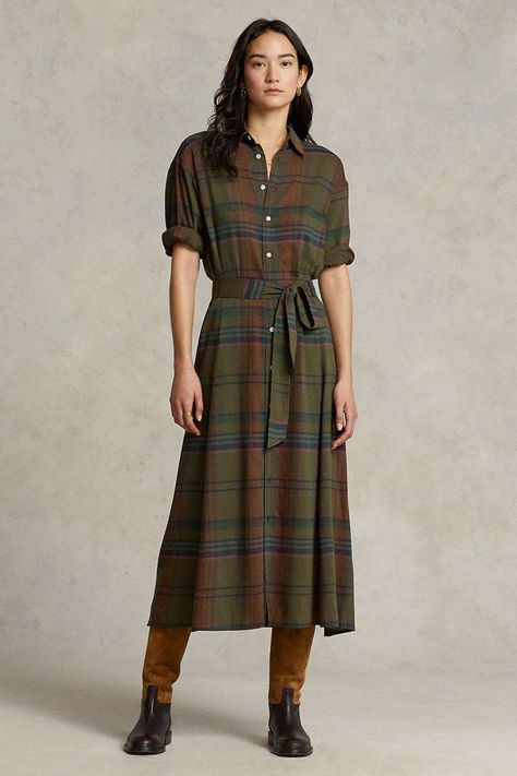 Ralph Lauren Plaid, Midi Shirt Dress, House Dress, Midi Maxi Dress, Shirtdress, Plaid Dress, Modest Dresses, Missoni, Stella Mccartney