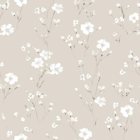 Brent Wallpaper Brent Wallpaper, Airy Wallpaper, Refreshing Aesthetic, Light Brown Wallpaper, White Flower Wallpaper, Lake House Living Room, Floral Bedroom, Ipad Wallpapers, Neutral Wallpaper