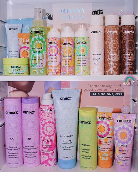 amika | Just another cutie #amikashelfie from @mygglow ✨🌈 Spot your fav product? #amika #shelfie #topshelfie #beautygram | Instagram Nice Cream, Spray, Conditioner