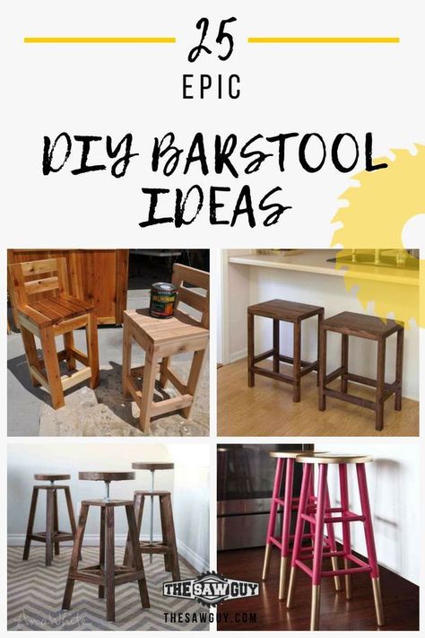 Barstool Ideas, Bar Stool Makeover, Diy Bar Stools, Advanced Woodworking Plans, Woodworking Kits, Woodworking Projects For Kids, Woodworking For Kids, Diy Holz, Popular Woodworking