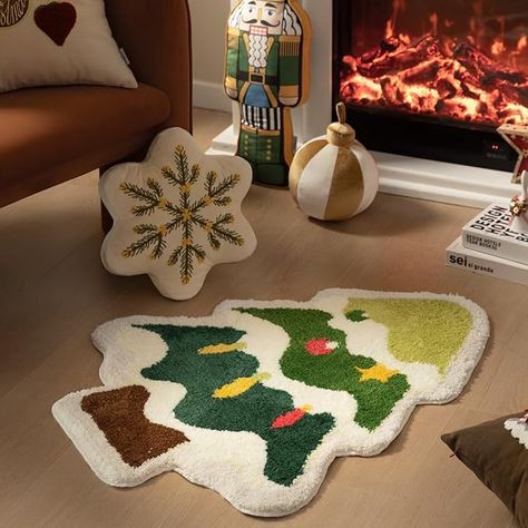 Christmas Tree Bathroom Rugs, Christmas Tree Decor Area Rugs, Water Absorbent Lovely Bath Mat, Christmas Classic Carpet, Machine Washable, Mats for Bathroom, Front Door, Living Room,#christmastreebathroomrugs #christmastreedecorarearugs #waterabsorbentbathmat #christmasclassiccarpet #machinewashable #bathroommats Classic Carpet, Tufting Diy, Cartoon Christmas Tree, Candle Canvas, Christmas Rugs, Christmas Classic, House Decorations, Nordic Christmas, Canvas Pillow