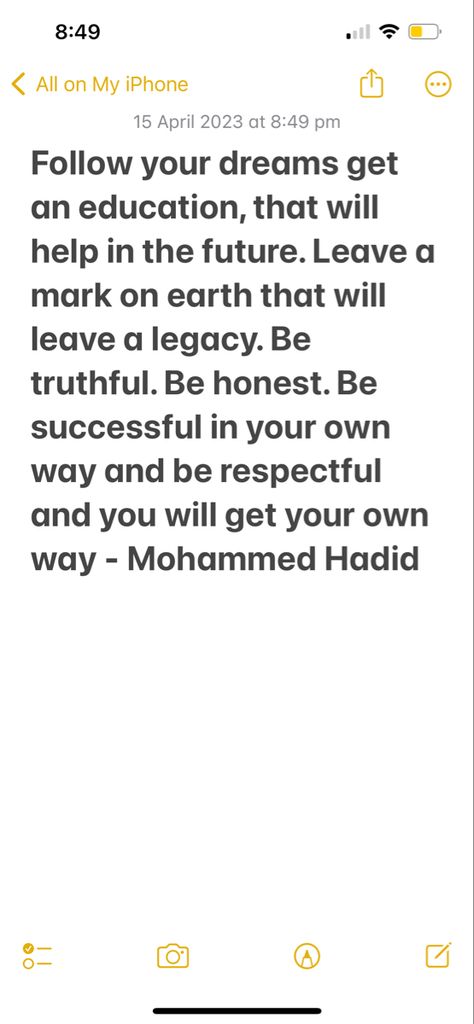 Mohammed Hadid, Leaving A Legacy, Follow You, Dreaming Of You, Education, Quotes