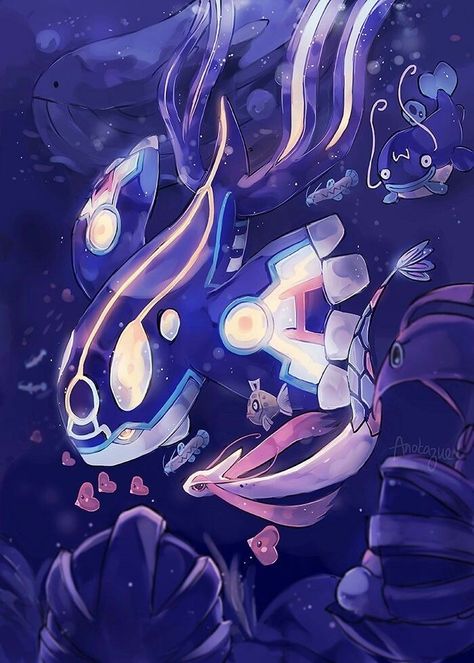 Pokemon Art Cute, Kyogre Pokemon, Kawaii Pokemon, Pokémon Oras, Doflamingo Wallpaper, Pokemon Painting, Ghost Pokemon, Art Pokemon, Cool Pokemon Wallpapers