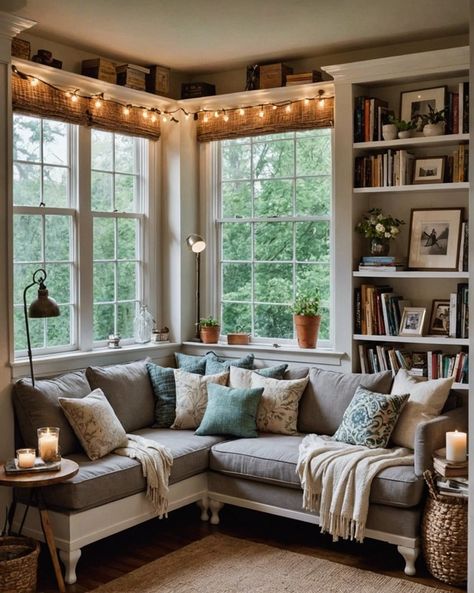 Sunroom Library Ideas, She Shed Library, Library Nook Ideas, Shed Library, Reading Shed, She Shed Craft Room Ideas, Library In Room, British Homes Interior, Lake Shed