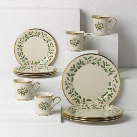 Lenox Holiday 12 Piece Dinnerware Set, Service for 4 & Reviews | Wayfair Kitchen Plates Set, Christmas Dinnerware Sets, Kitchen Plates, Dinnerware Set Modern, Fine Dinnerware, Holiday Dinnerware, Lenox Holiday, Holiday Plates, Kitchen Plate