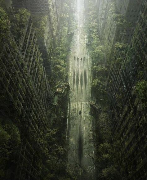 Overgrown City, Apocalypse Landscape, Post Apocalyptic City, Abandoned City, Apocalypse World, Apocalypse Aesthetic, Post Apocalyptic Art, Abandoned Cities, Apocalypse Art