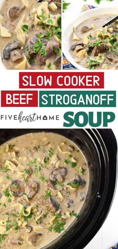 Slow Cooker Beef Soup, Beef Stroganoff Soup Recipe, Food To Make For Dinner, Beef Stroganoff Soup, Crock Pot Stroganoff, Stroganoff Soup, Hearty Winter Recipes, Classic Beef Stroganoff, Fall Crockpot