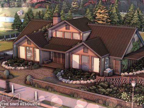 The Sims Resource - Maia l noCC 40 X 30 Sims House, Sims Exterior, Sims 4 Houses Layout, The Sims 4 Lots, Minecraft Things, Sims Houses, Sims Builds, Sims 4 House Design, Willow Creek