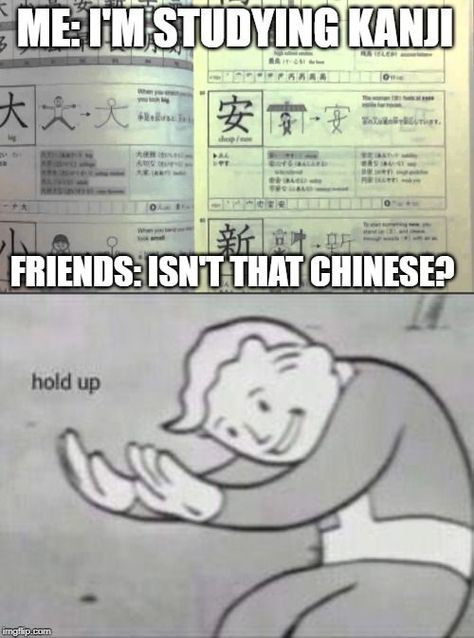 When you are studying kanji, do your friends ask if that is Chinese and not Japanese?😂 Best Friend In Japanese, Japanese Memes, Chinese Meme, Japanese Lessons, Japanese Study, Japanese Language Lessons, Basic Japanese, Basic Japanese Words, Japanese Funny