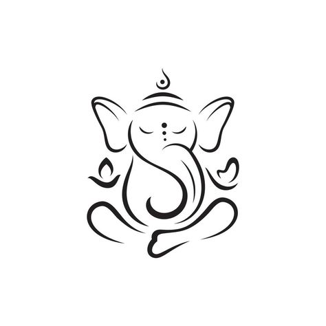 Ganesha Vector, Om Symbol Tattoo, Yogi Tattoo, Om Symbol Art, Hindu Tattoos, Ganesh Tattoo, Ganesha Drawing, Ganesha Tattoo, Shiva Tattoo Design