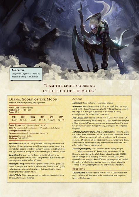 League Of Legends Dnd Stat Blocks, Dnd 5e Homebrew League Of Legends, Homebrew Monsters, Dungeons And Dragons Rules, Dnd Monster, Dnd Npc, Dnd Stats, Monster Ideas, Dnd Homebrew