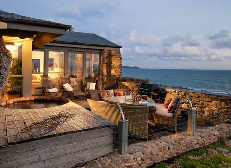 Cornish Cottage, Cornish Beaches, Cornwall Beaches, Luxury Beach House, Seaside Cottage, Hot Tubs, Luxury Holidays, Holiday Cottage, Outdoor Dining Set