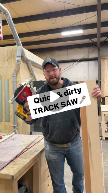 Track Saw Diy, Diy Track Saw Guide, Skill Saw Guide, Diy Cabinets Build, Office She Shed, Barn Beam Lighting, Circular Saw Jig, Circular Saw Track, Beam Lighting