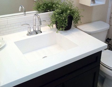 white cultured marble vanity top molded square sink Bathroom Sink Backsplash Ideas, Sink Backsplash Ideas, Backsplash Ideas Bathroom, Bathroom Sink Backsplash, Quartz Vs Granite Countertops, Bathroom Sink Bowl, Bathroom Sink Ideas, Bathroom Sink Remodel, Corian Bathroom