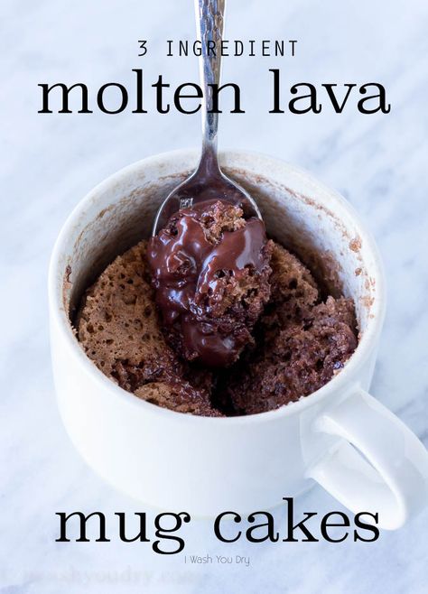 This 3 ingredient Chocolate Molten Lava Mug Cake is ridiculously easy and so perfect for a quick dessert! Molten Lava Mug Cake, 3 Ingredient Cake, Lava Mug Cake, 3 Ingredient Cakes, Dessert In A Mug, Texas Sheet Cake Recipe, Chocolate Lava Cake Recipe, Lava Cake Recipes, Texas Sheet