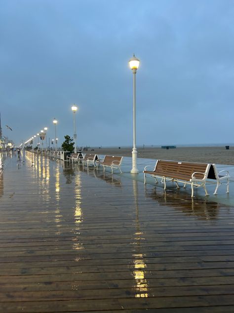 #rain #rainyday #ocean #oceancity #boardwalk #summer Rainy Ocean, Boardwalk Aesthetic, Ocean City Boardwalk, Board Walk, Ocean City, Rainy Days, Summer Aesthetic, Writing, Nature