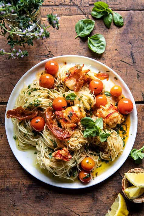 Butter Lobster, Lobster Pasta, Parmesan Asparagus, Cherry Tomato Sauce, Cherry Tomato Pasta, Lobster Recipes, Half Baked, Seafood Pasta, Half Baked Harvest