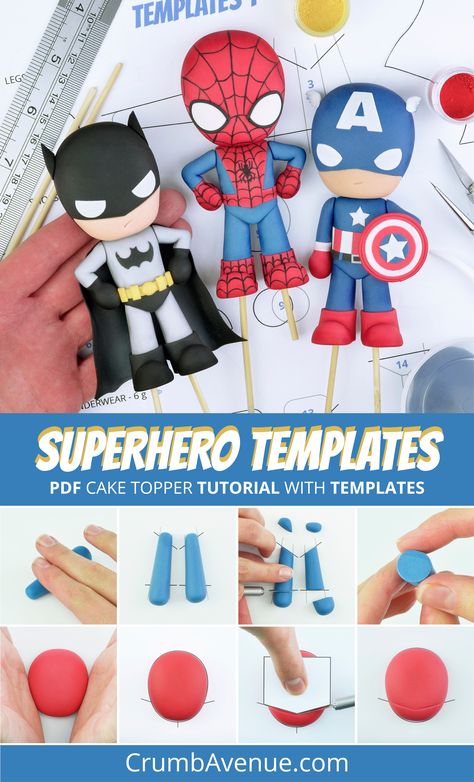 Superhero Template, Superhero Cake Toppers, Captain America Cake, Anjing Pug, Batman Decor, Marvel Cake, Superhero Birthday Cake, Novelty Birthday Cakes, Spiderman Birthday Party