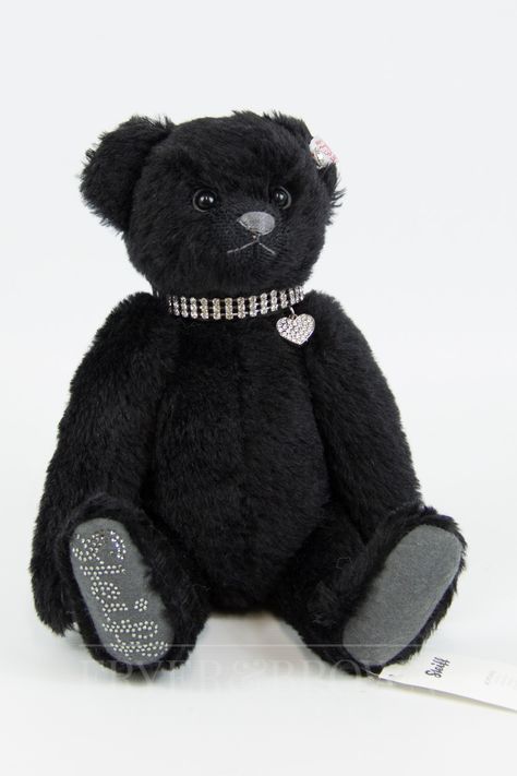 A black Steiff teddy bear, 'Krystina, The Swarovski Bear', tilt growler, boxed with papers, 28.5... Black Teddy Bear, Steiff Teddy Bear, Cute Headphones, Islamic Wallpaper Hd, Tote Bags Sewing, Islamic Wallpaper, Bear Toy, Black Bear, Sewing Bag