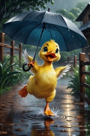 Duck With Umbrella, Rainy Day Images, Rainy Day Drawing, Rainy Day Pictures, Duck Wallpaper, Cute Ducklings, Good Morning Funny Pictures, Duck Art, Baby Duck