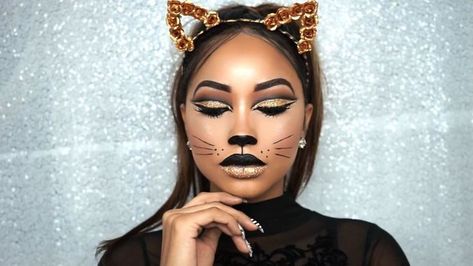 Halloween Women Makeup, Creepy Cats, Simple Cat Makeup, Makeup Ideas For Halloween, Halloween Makeup Tutorial Easy, Creepy Cat, Samhain Halloween, Makeup Simple, Halloween Makeup Tutorial