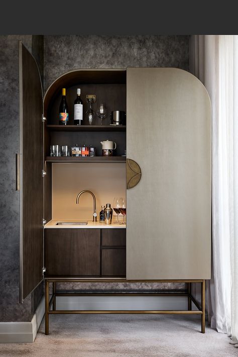 The Playford Hotel by Hachem | Eat Drink Design Awards Minibar Design, Hotel Minibar, Bar Console, Mini Apartments, Bar Unit, Drink Design, Design 2023, Drinks Design, Drinks Cabinet