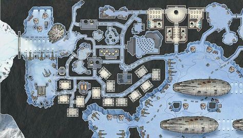 Cool map of Echo Base on Hoth Sci Fi Base, Star Wars Hoth, Star Wars Planets, Sci Fi Rpg, Traveller Rpg, Map Layout, Ship Map, Tabletop Rpg Maps, Star Wars Characters Pictures