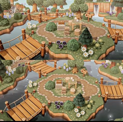 Acnh Peninsula, Grass Path, Cottagecore Animal Crossing, Animal Crossing Island Inspo, Acnh Cottagecore, Water Island, Acnh Inspiration, Acnh Island Ideas, Animal Crossing Island Ideas